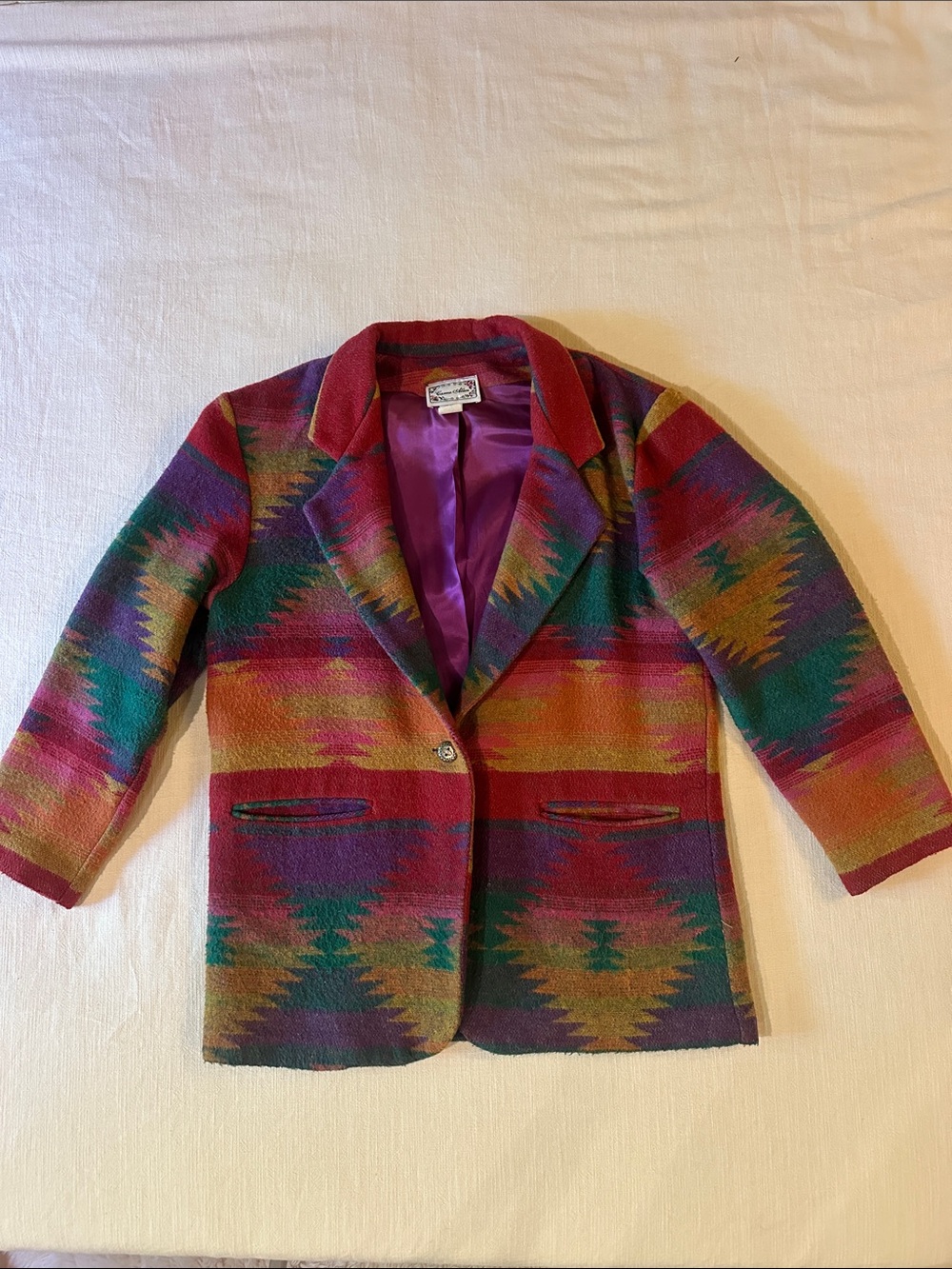 Vintage Carrie Allen southwestern multi colored blazer
